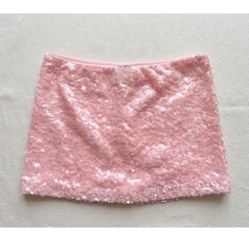 Pink Sequin Micro Mini Skort Stretchy Festival Rave Y2K small